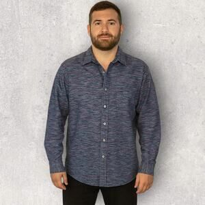Tommy Bahama Shirt Mens Large Blue Chambray Long Sleeve Button Up Casual Resort